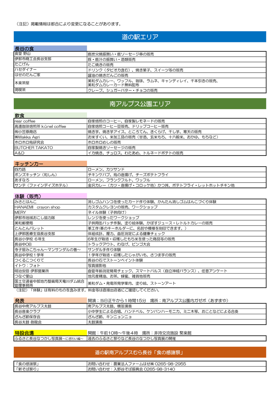 出店・出演一覧