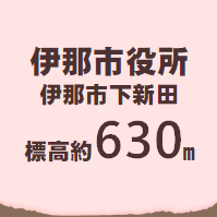 伊那市役所 伊那市下新田  標高約630メートル